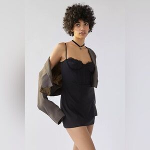 NWT 🖤 Urban Outfitters Brenna Bustier Mini Dress in Black Size M